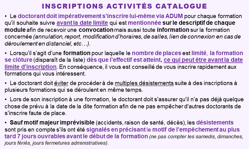 Encardré Inscription formations ED TESC